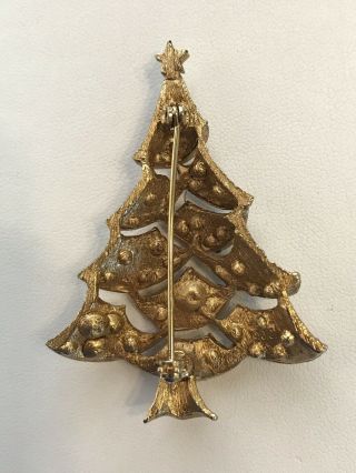 Vintage Signed JJ Rhinestone Christmas Tree Pin Brooch Multi Color Rhinestones 2