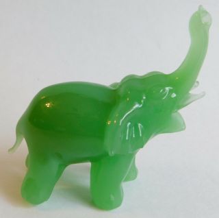 Vintage Small Jade Green African Elephant Figurine 2 1/2 