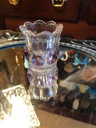 Vintage Kings Crown Clear & Amethyst Glass Toothpick Holder