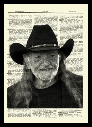 Willie Nelson Dictionary Art Print Poster Picture Vintage Book Country Portrait