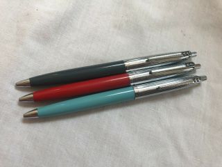 4 Vtg Nos Papermate Pens Ball Point Double Heart Turquoise Red Grey Paper Mate