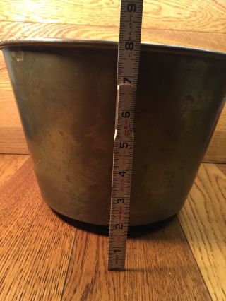 Vintage American Brass Kettle Bucket Pail with Wrought Iron Rat Tail Handle 5