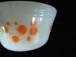 Vintage Federal Milk Glass 6” Orange Atomic Dots Nesting Mixing Bowl