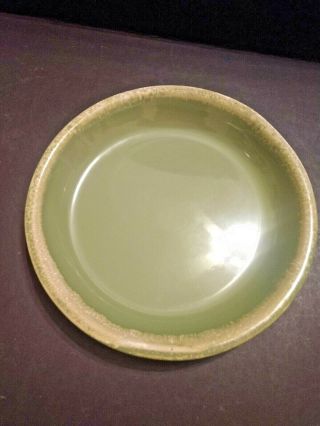 Vintage Hull Pottery Oven Proof Avocado Green Drip Pie Serving Plate,  9.  25 " Dia