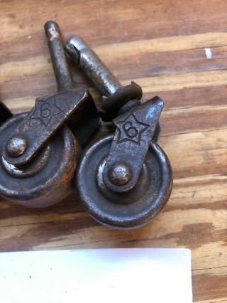 Set of Vintage Casters - - Wheels Wood Metal Old Rubber 2