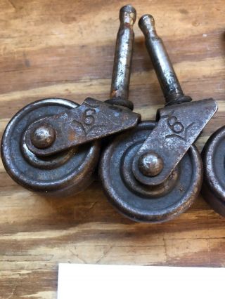 Set of Vintage Casters - - Wheels Wood Metal Old Rubber 3