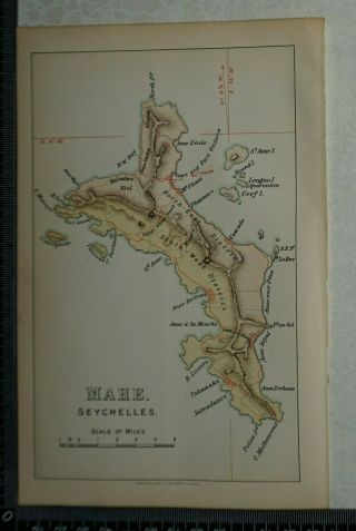 1901 Vintage Colonial Office Map Of Mahe,  Seychelles