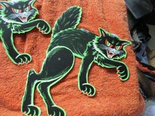 2 Vintage Beistle Posable Black Cats Halloween Holiday Decorations 3