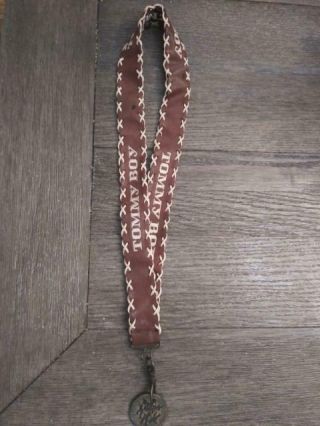 Vintage Leather Tommy Boy Records Brown/white V.  I.  P.  Lanyard With Medallion