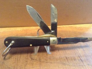 Vintage M Klein & Sons,  Chicago 3 Blade Electrician Pocket Knife - 3 Spring