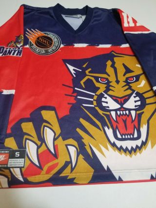 Vtg 90s Rare Nhl Florida Panthers All Over Print Nike Street Hockey Jersey Small