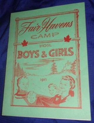 Br2057 Vtg 1963 Fair Havens Camp For Boys & Girls Pamphlet 6pgs