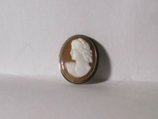 Vintage 800 Silver Carved Shell Cameo Pin Brooch / Pendant