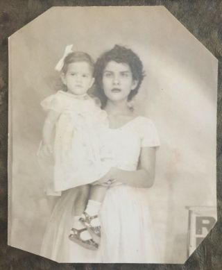 Vintage Found Photograph Arcade Booth Image Of A Latina Woman And Daughter