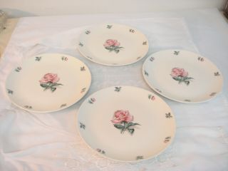 Four Vintage Homer Laughlin 1956 Rhythm Rose Dinner Plates