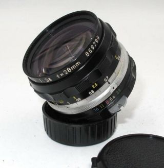 Vintage Nikon Nikkor - H.  C 28mm F3.  5 Non Ai Wide Angle Prime Lens.