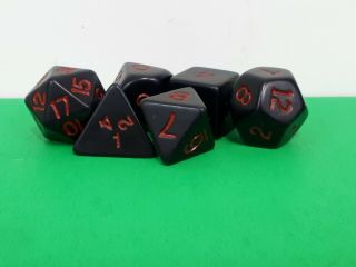 Black Set Of 6 Vintage Dungeons & Dragons Dice Role Playing Fantasy Ad&d