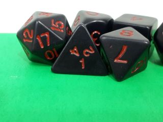 Black set of 6 Vintage Dungeons & Dragons Dice Role Playing Fantasy AD&D 2