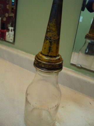 Vintage A.  Y.  Mcdonald Glass Motor Oil Spout Jar Qt.  Minn.  Gas Station Collectibe