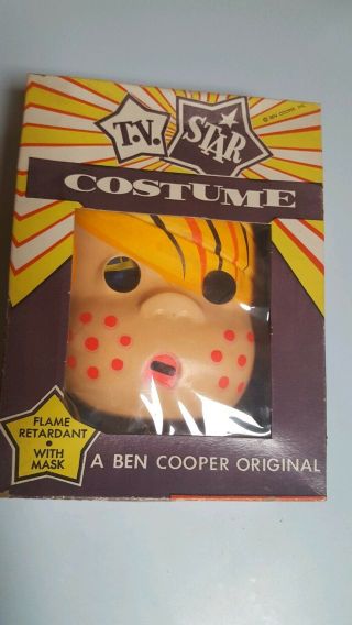 Vintage Ben Cooper Dennis The Menace Halloween Costume Mask & Box