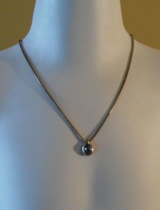Vintage Sterling Silver Snake Necklace Blue Drop Topaz Pendant Ll 925 A 9 G 16 " L