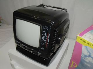 Vintage 1984 Portable Black & White TV/ AM/FM Radio Mdl KTV - 501 3