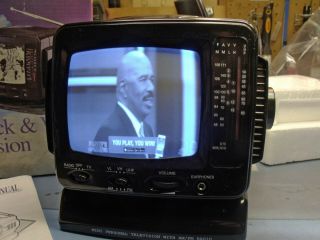 Vintage 1984 Portable Black & White TV/ AM/FM Radio Mdl KTV - 501 5