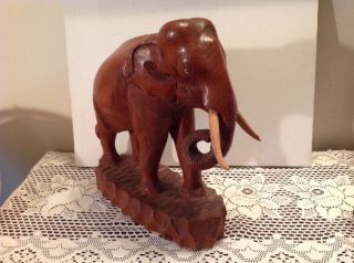 Vintage Large 12 " Hand Carved Wood Elephant,  Beautifully Carved Details,  Ex Cond
