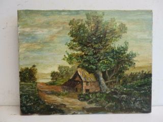 Vintage Old Painting Oil On Canvas Landscape Signed