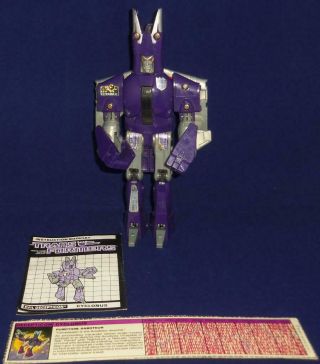 1986 Vintage Hasbro Transformers G1 Decepticon Cyclonus Loose Figure W/paperwork
