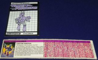1986 Vintage Hasbro Transformers G1 Decepticon Cyclonus Loose Figure W/Paperwork 4