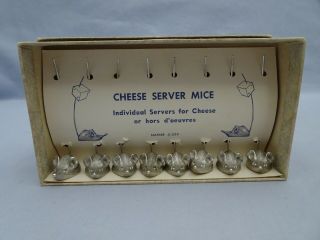 Cheese Server Mice Napier 229 Cocktail Party Barware Appetizer Pick Set Vintage