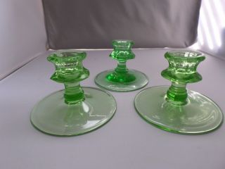 Vintage Green Depression Glass Candle Holders Decor for Spring Holidays 2