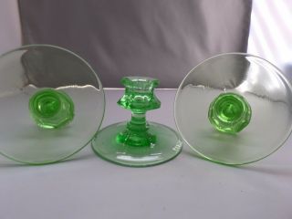 Vintage Green Depression Glass Candle Holders Decor for Spring Holidays 4