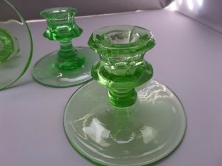 Vintage Green Depression Glass Candle Holders Decor for Spring Holidays 5