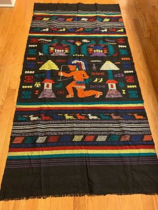 Vintage Tapestry Wall Hanging Rug Blanket Cotton Handmade? Ethnic Aztec 70x33