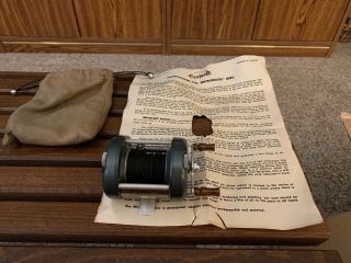 Vintage Cycloid Micromatic Fishing Reel Chicago Illinois With Paperwork And Bag