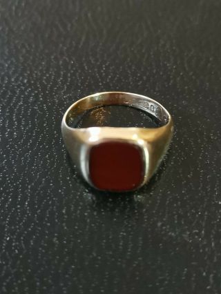 Gents Vintage 9ct Gold Blood Stone Pinky Ring