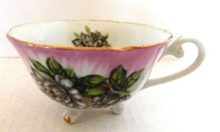 Vintage Lefton China Floral Footed Tea Cup With Gold Trim