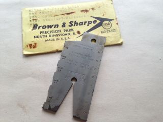 Brown & Sharpe 29° Screw Thread Tool Gauge 716 Vintage Circa 1960 Exc.  Cond.