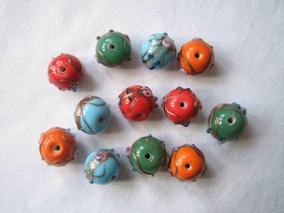 12 Vintage Wedding Cake Venetian Glass Beads Loose For Necklace Earrings