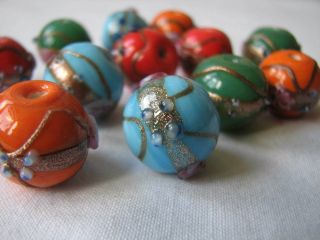 12 Vintage Wedding Cake Venetian Glass Beads Loose for Necklace Earrings 2