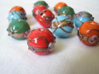 12 Vintage Wedding Cake Venetian Glass Beads Loose for Necklace Earrings 4