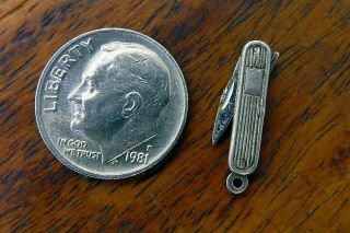 Vintage Sterling Silver Pocket Knife Switchblade Movable Opens 3d Charm