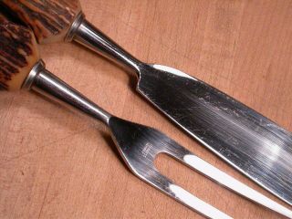 Vintage Anton Wingen Jr Horn Handled Stainless Steel Carving Knife Set Germany 5