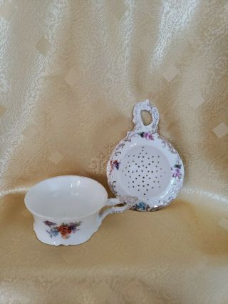 Vintage Rs Prussia Germany Porcelain Tea Strainer Prov Saxe Es Germany
