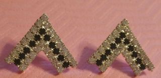 Vintage Sapphire Blue Crystal Clear Glass Rhinestones Pierced Earrings Sweet