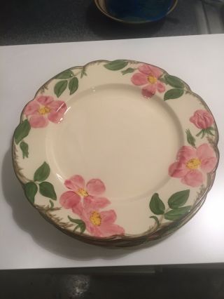 Set Of (4) Franciscan Dinner Plates With Desert Rose Pattern - 10.  5 " Wide Vintage