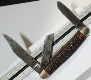 Vintage Kutmaster 3 Blade Stockman ' s Pocketknife - Utica,  York - U.  S.  A 2