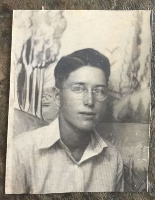 Vintage Found Photograph Photo Booth Handsome Young Man Withglasses Gay Interest
